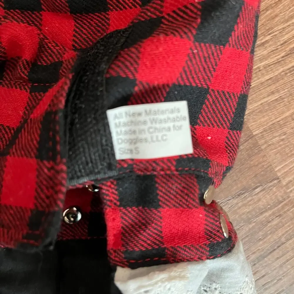 Biker Dog Dress Buffalo Plaid Punk Style Skulls Size Small Best fits